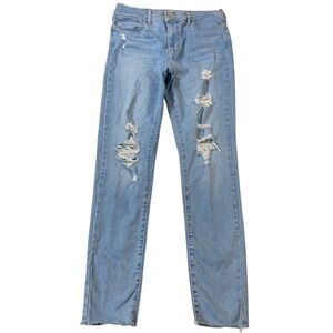 Levi's Classic Blue Straight Leg Jeans with Distressed Details